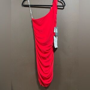 New with tags. NWT  size small Jump Red One-Shoulder Dress cocktail midi LQQK